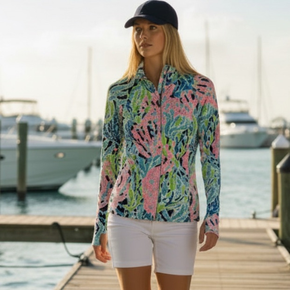 Lilly Pulitzer Luxletic Serena Let's Cha Cha Full Zip‎ Athletic Jacket, Size XS